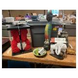 Parrot Statue, Rose Bear, Kettles, Etc