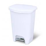 13 Gal White Step-On Trash Can with Odor Lid