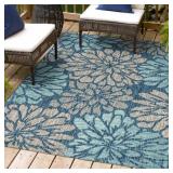 Zinnia Floral Rug 5x7 Indoor/Outdoor