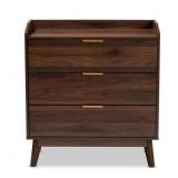 Lena 3-Drawer Walnut Chest