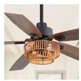 Camacho 52 in. 2-Light Indoor Black Farmhouse Ceil