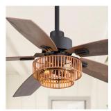 Camacho 52 in. 2-Light Indoor Black Farmhouse Ceil