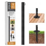 Single 10 ft. String Light Pole (Black)