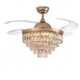 48 in. Gold Crystal Ceiling Fan with Light