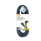9 ft 12/3 20A 250V AC Extension Cord, Grey