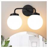14.17 in. 2-Light Black Vanity Light