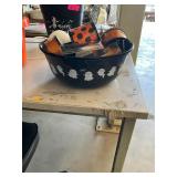 Halloween Candy Bowl w/ Halloween Theme Items