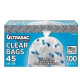 45-Gal Clear Trash Bags (100)