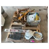 Roofing jacks, baskets, hard hats, screws, baskets