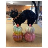 2ct pumpkin decor & Balck cat decor