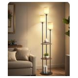 Floor Lamp with Shelves: 3 Linen Shades
