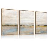 HLNIUC Neutral Mountain Lakes Canvas 24x36x3