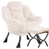 Lazy Chair with Ottoman, Soft Fabric Armchair