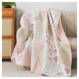 Soul & Lane Blush Quilt Throw Blanket 50x60