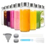 4ct Luxfuel 12 oz Glass Juice Bottles with Lids