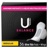 U by Kotex Balance Ultra Thin Pads with Wings