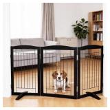 SFJC 3-Panel Indoor Pet Gate 60x24in Black