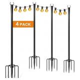4 Pack String Light Poles for Outside