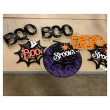 6ct Halloween wall decor & purple witch hat
