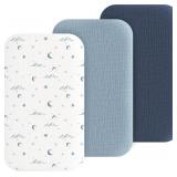 3 Pack Cotton Muslin Fitted Bassinet Sheets