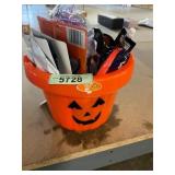 Pumpkin pail,spiders & spider rings, & misc