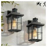 Black Motion-Sensing Outdoor Sconce (2-Pack)