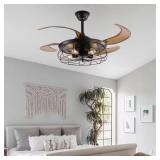 48 in. Indoor Black Ceiling Fan, Light
