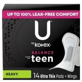 U by Kotex Ultra Thin Teen Pads with Wings