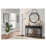 70 in. Black Torchiere Lamp with Shade