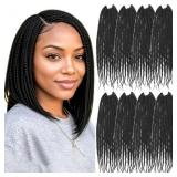 Box Braids Crochet Hair, 12" 8 Packs, 1B