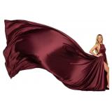 Flying Train Photoshoot Dress - Satin Maxi Sz S