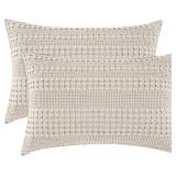 2ct PHF Cotton Waffle Pillow Shams King, Oatmeal