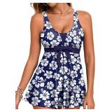 Aleumdr Women Tankini Swimsuits with Pockets Sz L