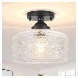 Daunton Small Semi Flush Mount Light, Black