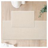FRESHMINT Chenille Bath Rugs Set, Cream White