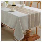 Alsoo Fall Linen Tablecloth 55x75, 4-6