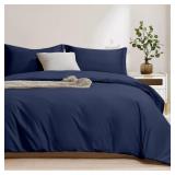 100% Cotton Duvet Cover Set, Navy Twin