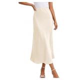 Gleeneat Satin Midi Skirt, High Waisted Sz 2x