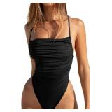 Women One-Piece Swimsuit with Tummy Control Sz L