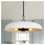 LamQee 20" White Pendant Light, Dome