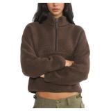 Womens Quarter Zip Sweatshirt Fleece Pullover