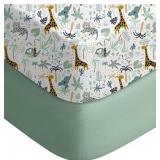 Yoofoss 2-Pack Fitted Sheets 38x26 Green+Giraff