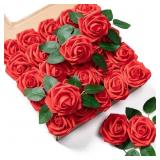 Aegero 25pcs Foam Roses with Stems, Red
