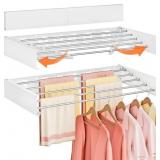 Wall Mounted Drying Rack, 5 Rods, White