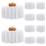 White Round Tablecloth 90" Polyester, 10Pack