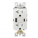 3ct SmartlockPro GFCI USB In-Wall Outlet, White