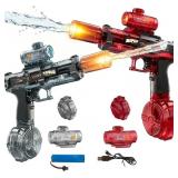2Packs Electric Water Gun with Light, Red/Gray
