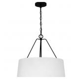 4-Light Matte Black Shaded Pendant Light
