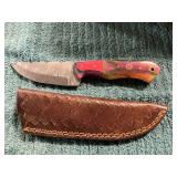 Damascus Hunting Knife with Sheath