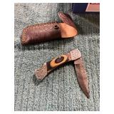 Damascus Pocket Knife with Sheath